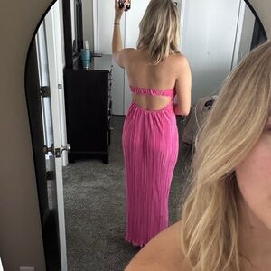 Hello Molly Hot Pink Strapless Open-Back Maxi Dress